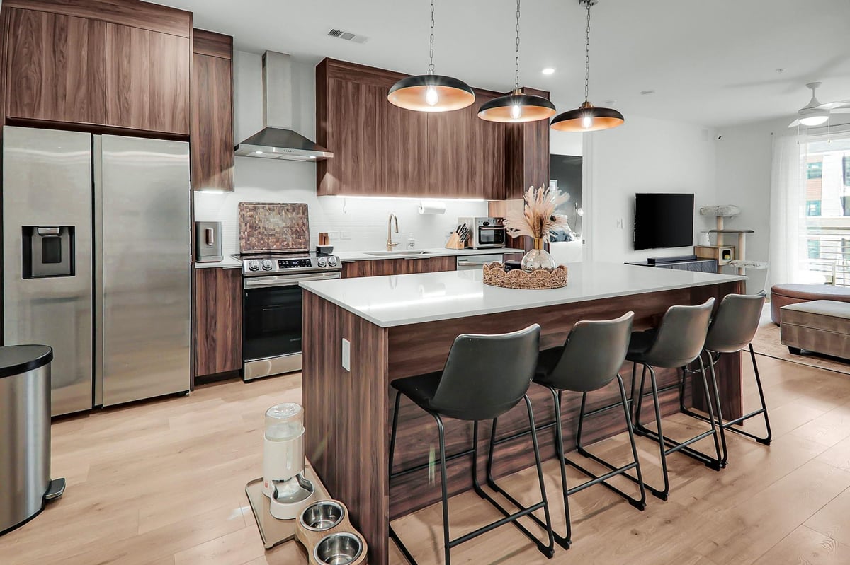 Primary bedroom at 1701 Simond Ave Unit #304 - 2 bed 2 bath home