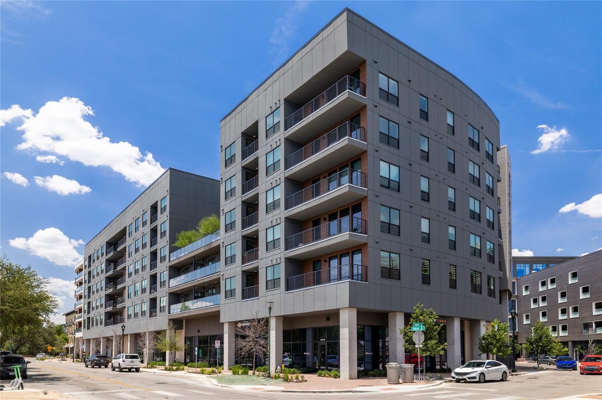 View 1701 Simond Ave Unit #312 in Parkside/Mueller Condos 1701 Simond Ave Unit #312 - front exterior - Luxury home in Parkside/Mueller Condos, Austin, TX