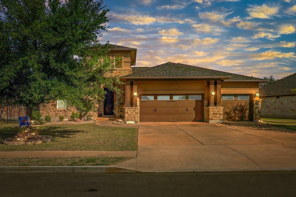 View 1737 Harvest Dance Dr in Fairways At Crystal Falls, Cap Rock 1737 Harvest Dance Dr - front exterior - Luxury home in Fairways At Crystal Falls, Cap Rock, Leander, TX