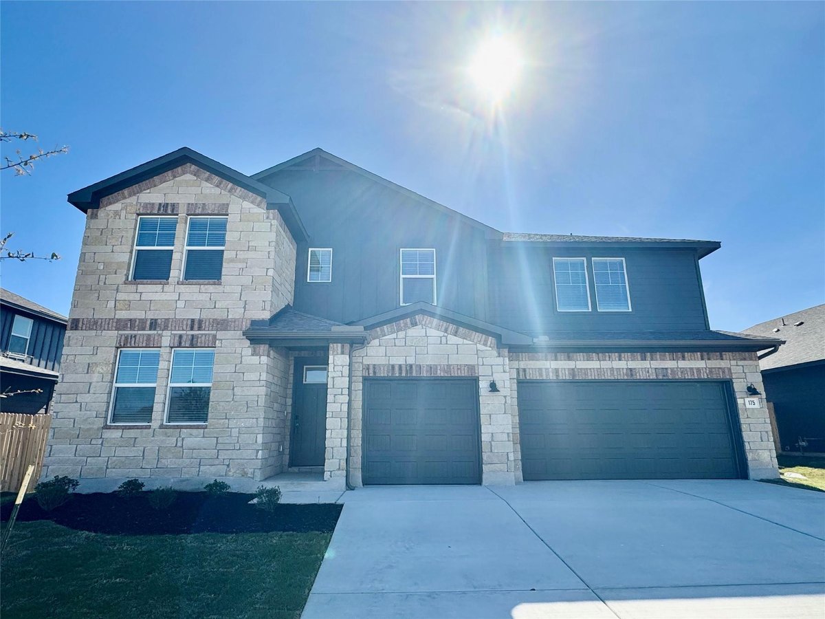 View 175 Pendleton Dr in Opal Meadows 175 Pendleton Dr - front exterior - Luxury home in Opal Meadows, Kyle, TX