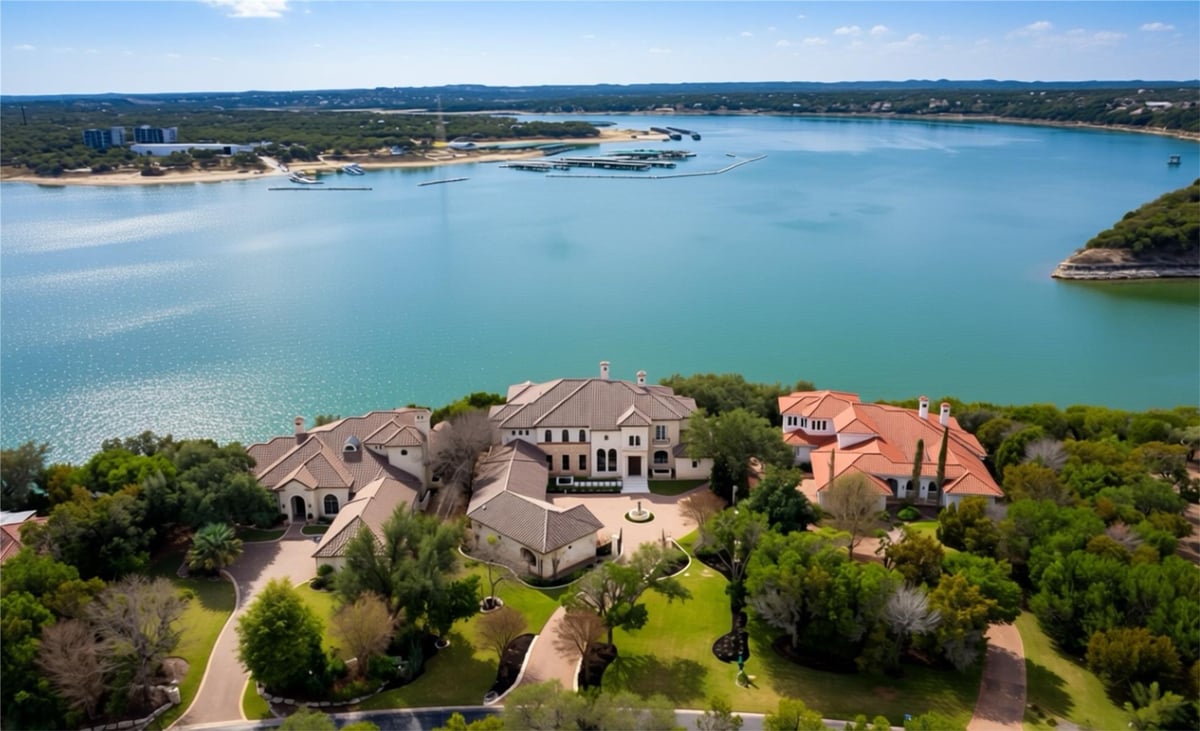 View 17607 Breakwater DR in The Hollows 17607 Breakwater DR - view with 17607 Break Water in Jonestown - Luxury home in The Hollows, Jonestown, TX