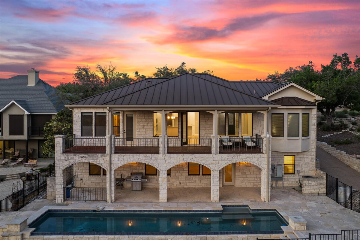 View 17813 Kingfisher Ridge Dr in Waterford On Lake Travis Sec 1 17813 Kingfisher Ridge Dr - front exterior - Luxury home in Waterford On Lake Travis Sec 1, Lago Vista, TX