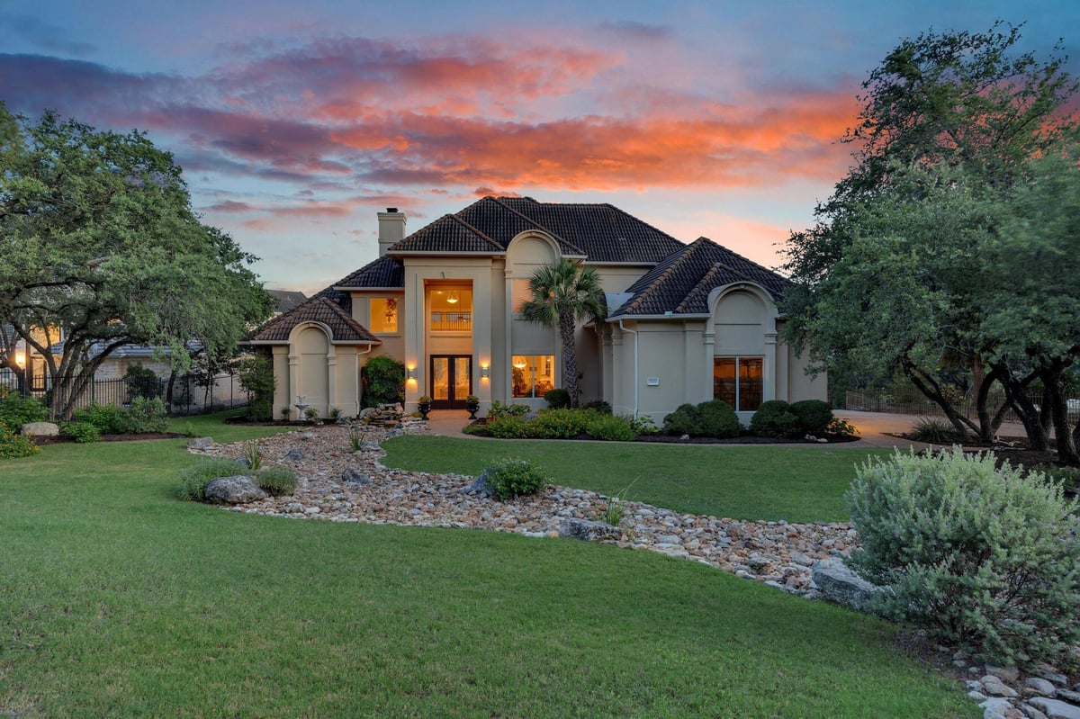 View 17909 Kingfisher Ridge DR in Waterford On Lake Travis Sec 01 17909 Kingfisher Ridge DR - front exterior - Luxury home in Waterford On Lake Travis Sec 01, Lago Vista, TX