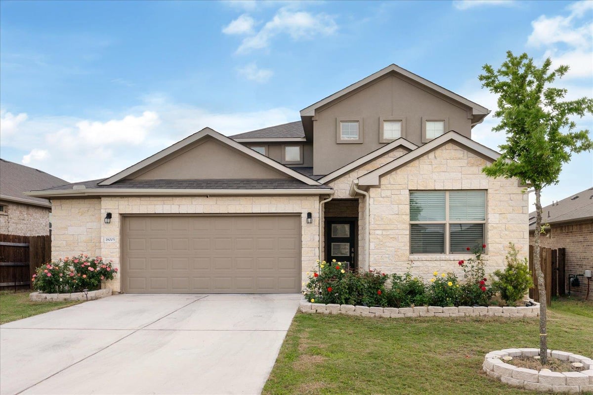 View 18005 Umberto Dr in Sorento Ph 7 18005 Umberto Dr - front exterior - Luxury home in Sorento Ph 7, Pflugerville, TX