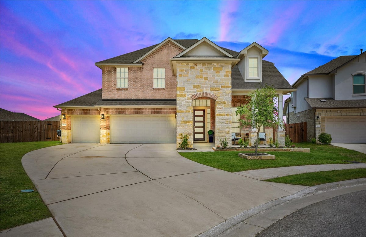 View 18029 Santa Croce Dr in Sorento 18029 Santa Croce Dr - front exterior - Luxury home in Sorento, Pflugerville, TX