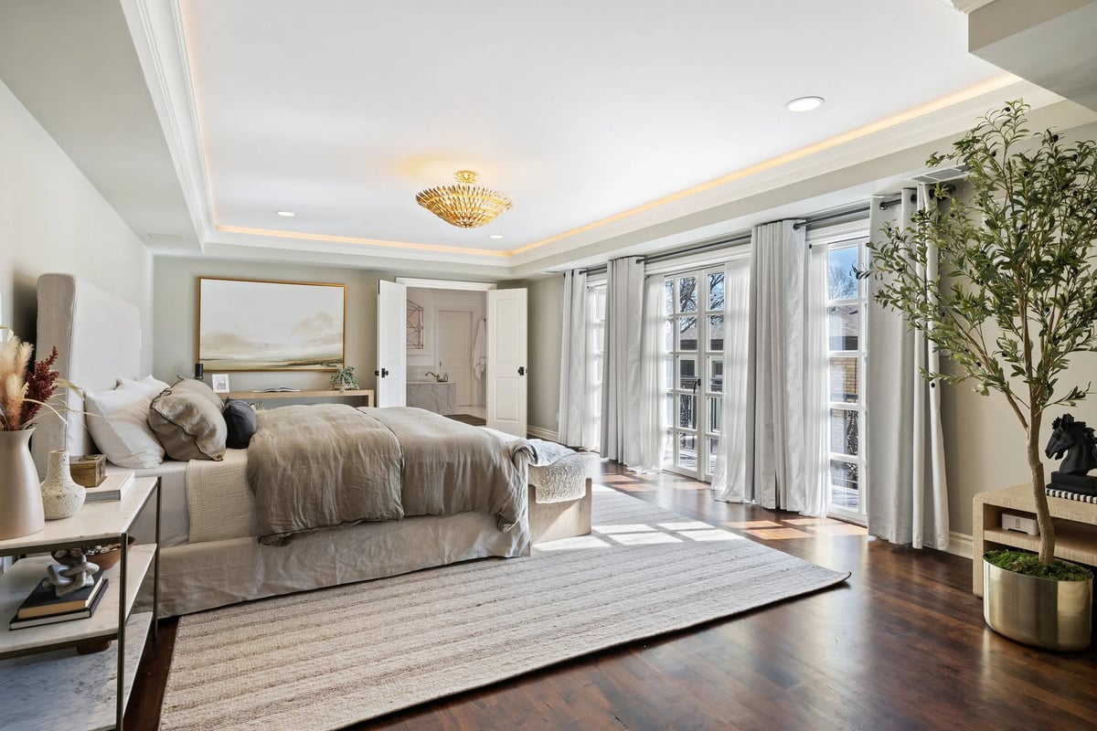 1810 W 35th Street - primary suite with tray ceiling and French doors, view 5