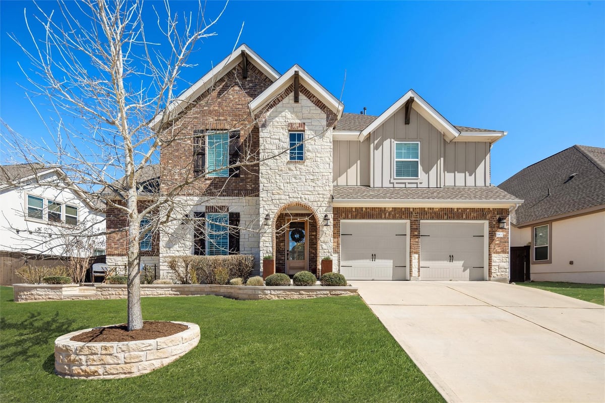 View 183 Encanto Pl in Belterra Sec 20-1 183 Encanto Pl - front exterior - Luxury home in Belterra Sec 20-1, Austin, TX