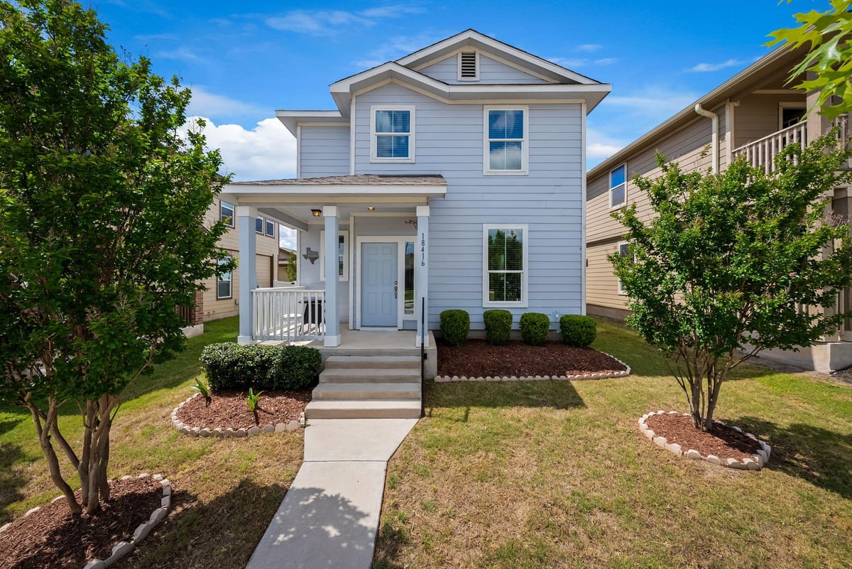 View 18416 Cumberland Gap St in Highland Park Ph C Sec 2 18416 Cumberland Gap St - front exterior - Luxury home in Highland Park Ph C Sec 2, Pflugerville, TX