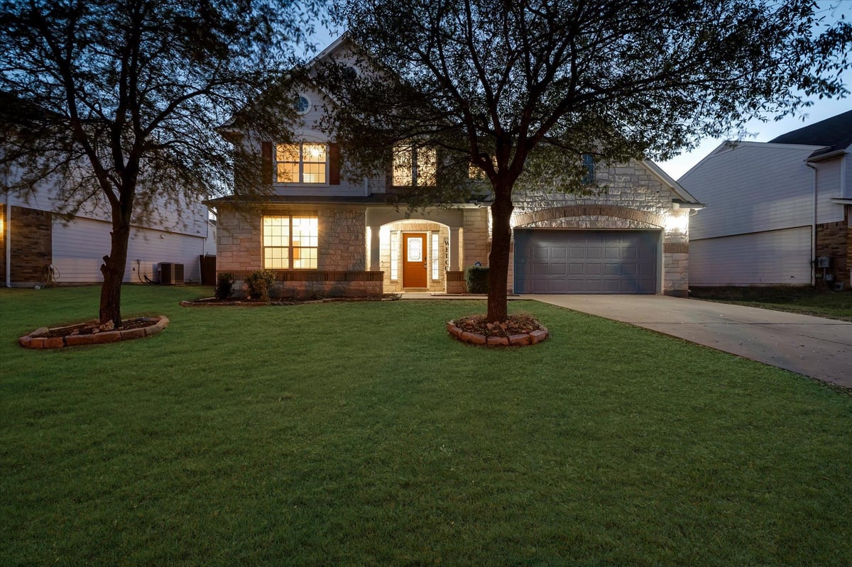 View 185 Hometown Pkwy in Hometown Kyle Ph 01 185 Hometown Pkwy - front exterior - Luxury home in Hometown Kyle Ph 01, Kyle, TX