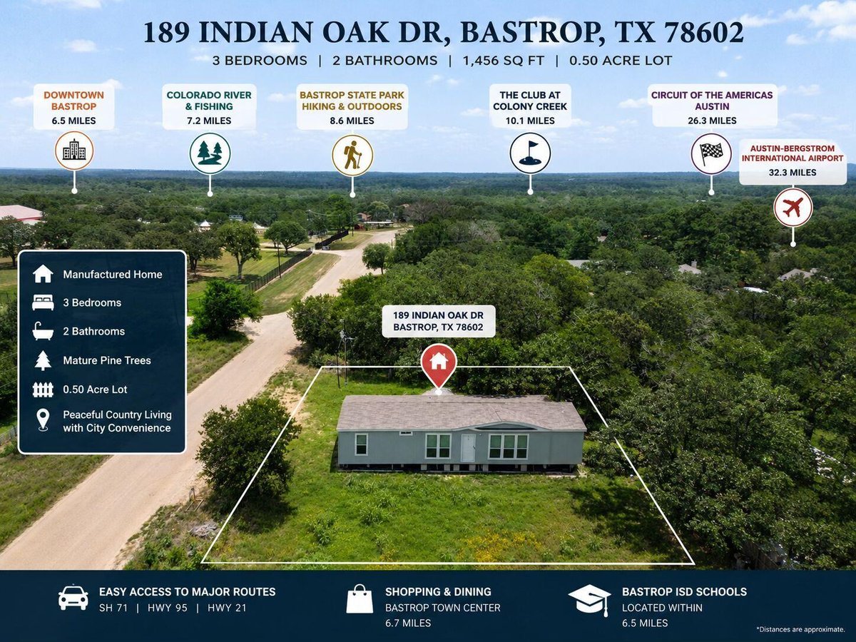 View 189 Indian Oak DR Unit #A in Lake Bastrop Acres 189 Indian Oak DR Unit #A - front exterior - Luxury home in Lake Bastrop Acres, Bastrop, TX