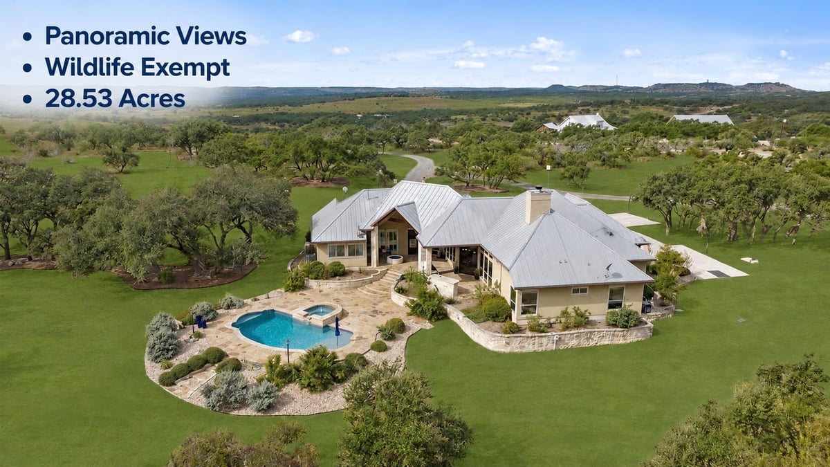 View 1900 Byrd Ranch RD in Byrd Ranch Estates 1900 Byrd Ranch RD - front exterior - Luxury home in Byrd Ranch Estates, Johnson City, TX