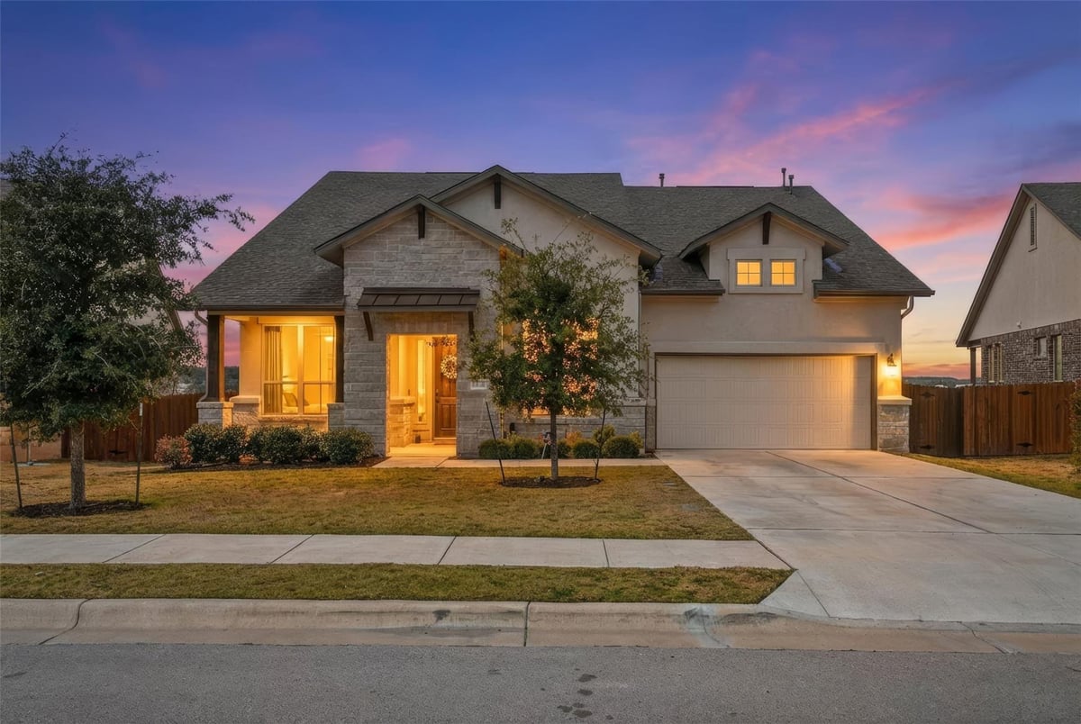 View 19113 Freeman Cir in Sweetwater Ranch Vlg N Sec 2 19113 Freeman Cir - front exterior - Luxury home in Sweetwater Ranch Vlg N Sec 2, Austin, TX