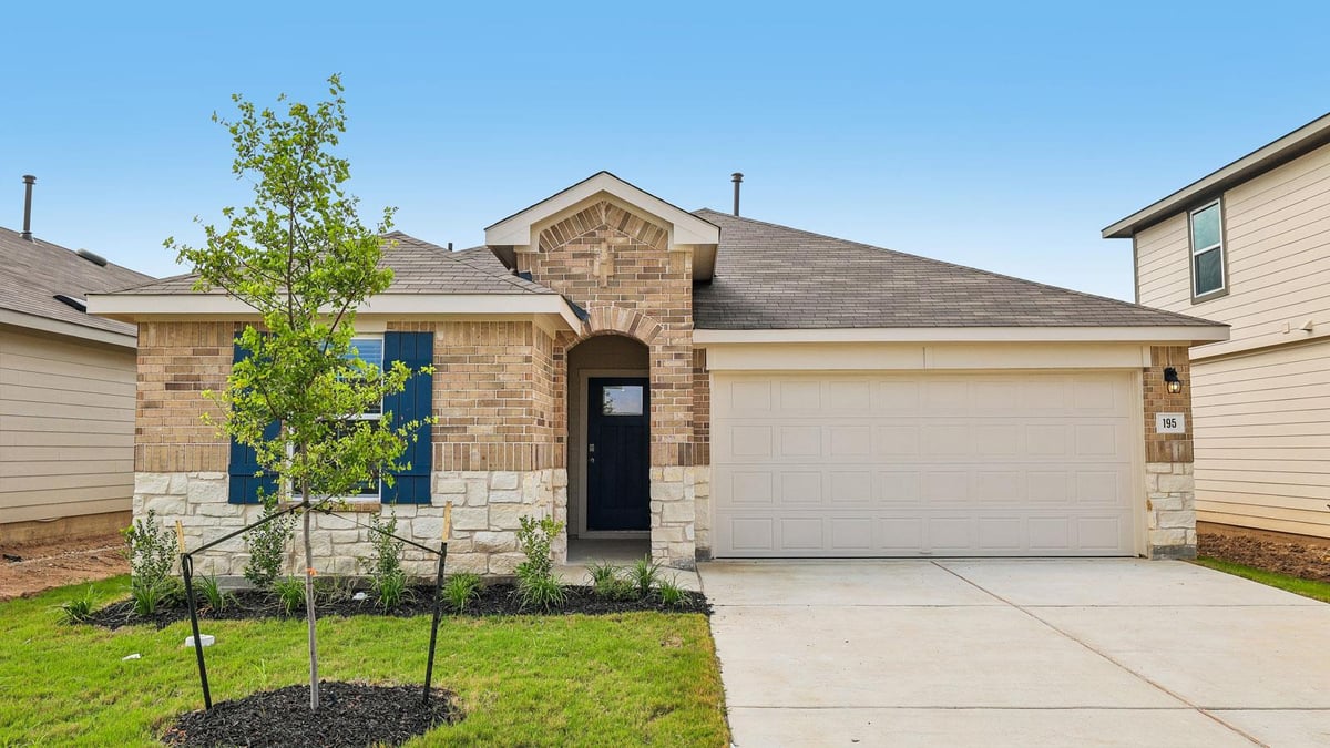 View 195 Mustang Lake CIR in PRAIRIE LAKES 195 Mustang Lake CIR - front exterior - Luxury home in PRAIRIE LAKES, Buda, TX