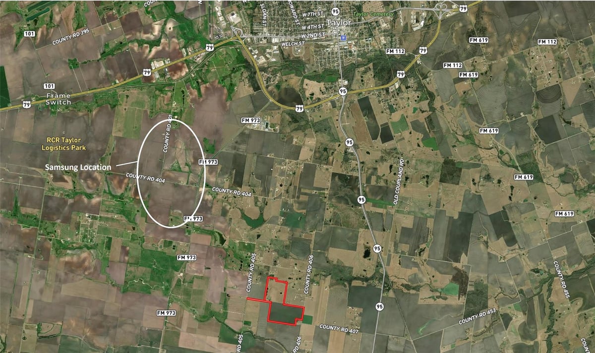 Aerial view with Large acreage property at 2005 County Road 405 - WARREN, Taylor, TX