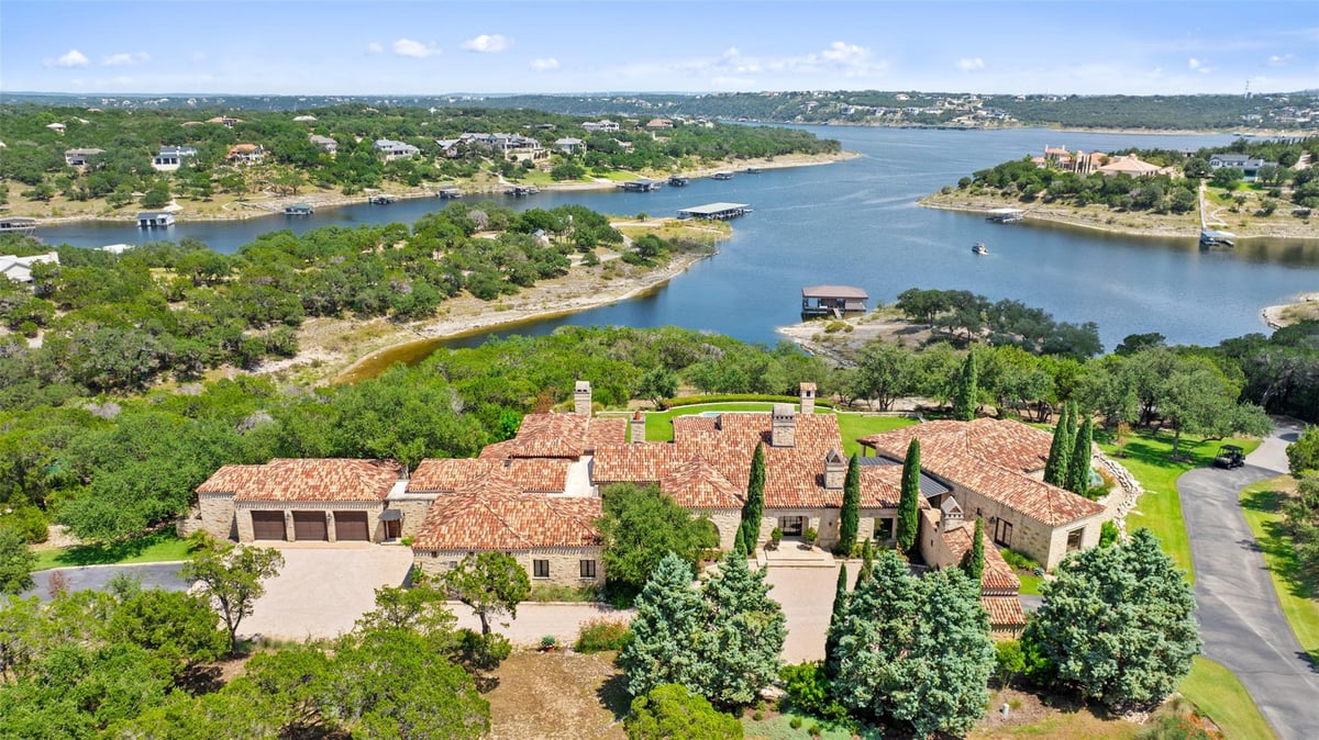 View 201 S Angel Light DR in Angel Bay Rev 201 S Angel Light DR - front exterior - Luxury home in Angel Bay Rev, Spicewood, TX