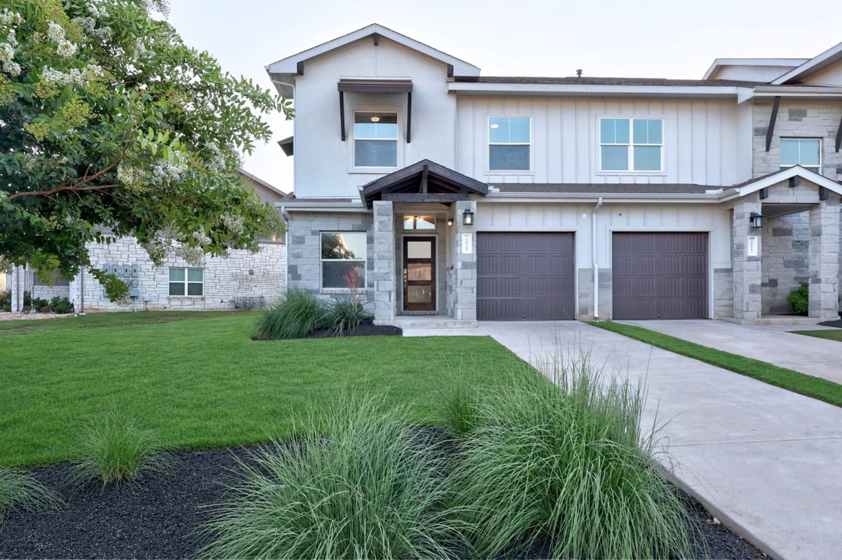 View 2021 Local Rebel ST Unit #2021 in Townhomes at Crystal Falls Condo Bldg 1 2021 Local Rebel ST Unit #2021 - front exterior - Luxury home in Townhomes at Crystal Falls Condo Bldg 1, Leander, TX