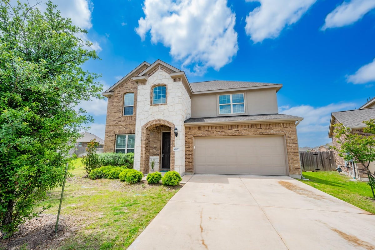 View 2029 Hawkes Cv in Hawks Landing 2029 Hawkes Cv - front exterior - Luxury home in Hawks Landing, Leander, TX
