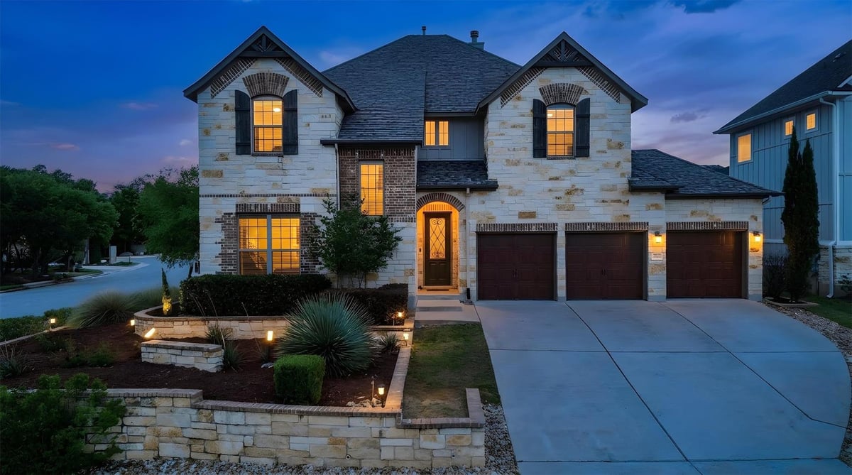 View 203 Ancient Oak Way in Blanco Vista Tr G-H 203 Ancient Oak Way - front exterior - Luxury home in Blanco Vista Tr G-H, San Marcos, TX