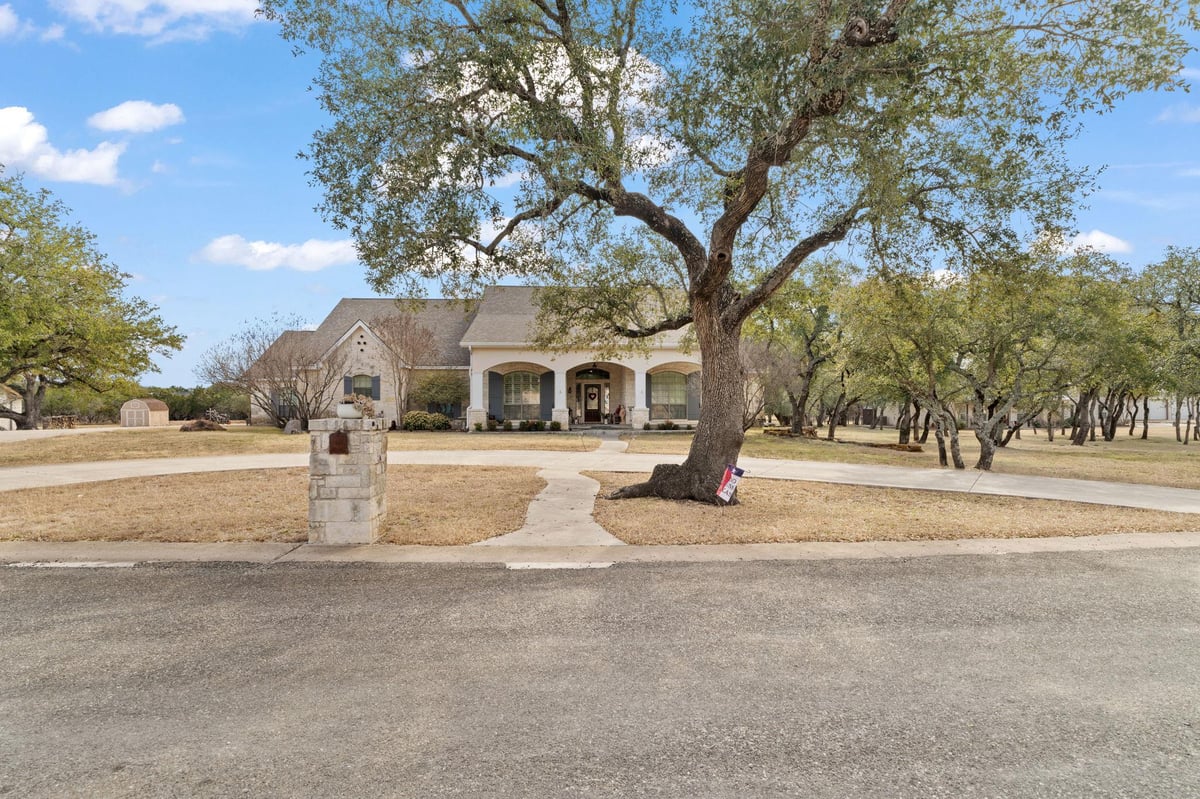 View 203 Circle Oaks Dr in Oak Vista 203 Circle Oaks Dr - front exterior - Luxury home in Oak Vista, Burnet, TX