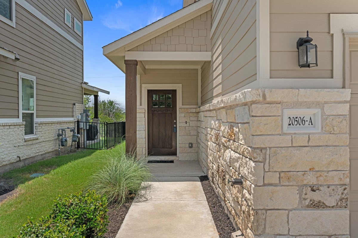 View 20506 Tractor DR Unit #A in Villas At Rowe 20506 Tractor DR Unit #A - front exterior - Luxury home in Villas At Rowe, Pflugerville, TX