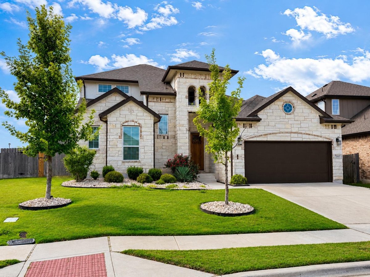 View 20825 W Claire Jean PATH in Park At Blackhawk 4 20825 W Claire Jean PATH - front exterior - Luxury home in Park At Blackhawk 4, Pflugerville, TX