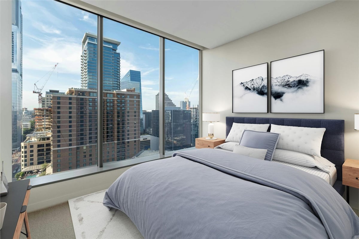Primary bedroom at 210 Lavaca St Unit #2105 - 3 bed 3 bath home