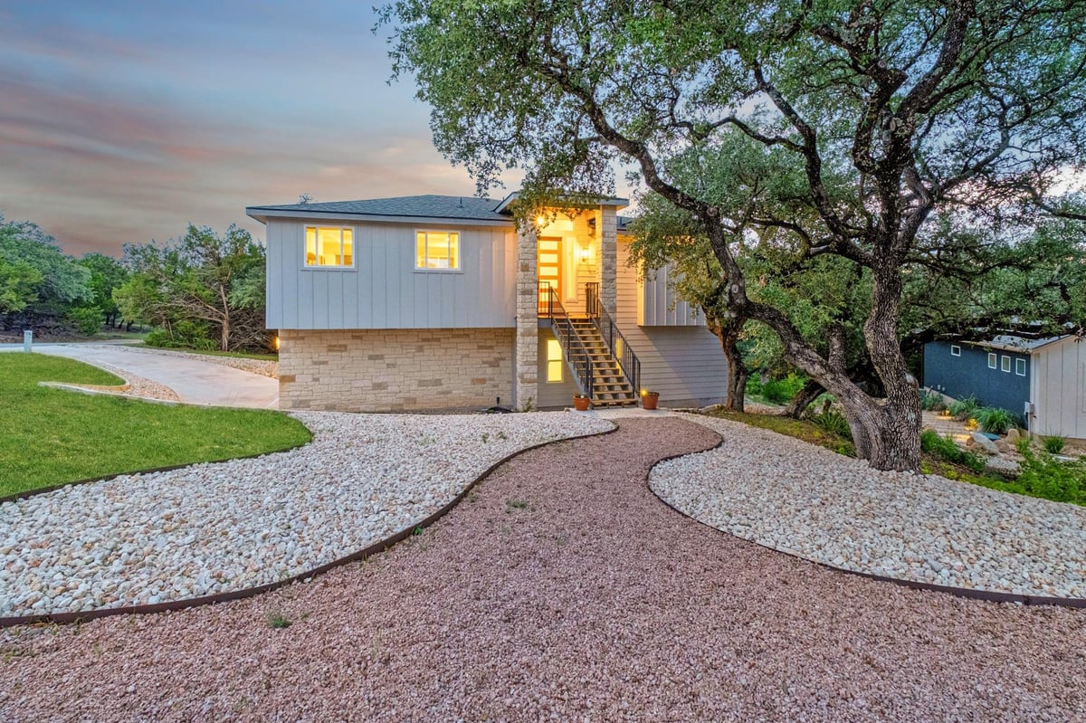 21201 Norris CV - front exterior - Luxury home in Highland Lake Estates Sec 32, Lago Vista, TX