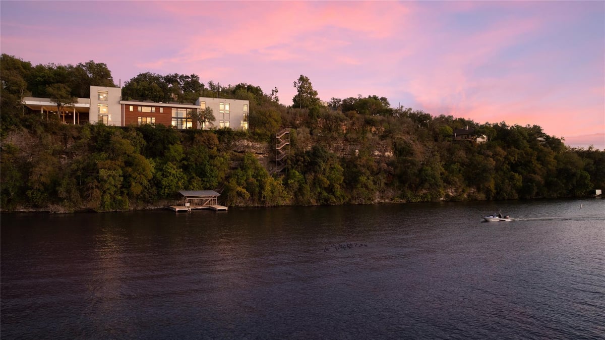 Backyard with waterfront property on Colorado River at 2200 Scenic Dr - 3 bed 4 bath home