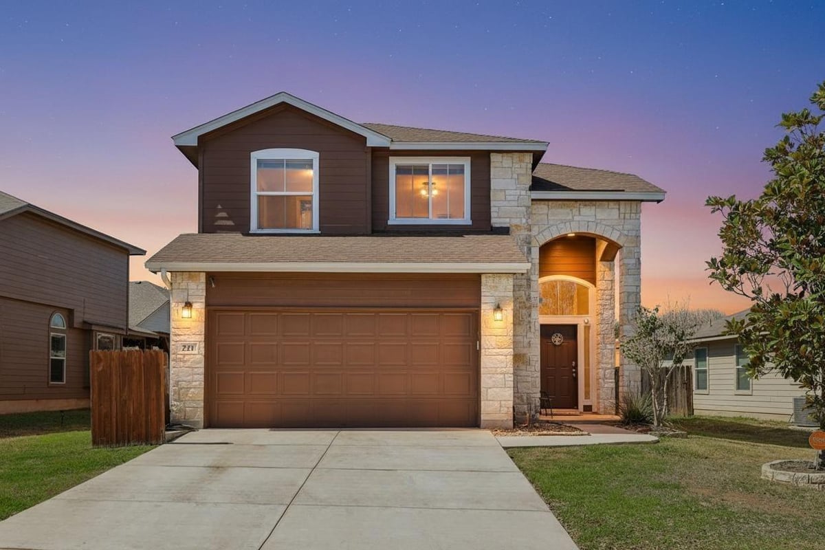 View 221 Brazoria Trl in Cottonwood Creek 221 Brazoria Trl - front exterior - Luxury home in Cottonwood Creek, San Marcos, TX