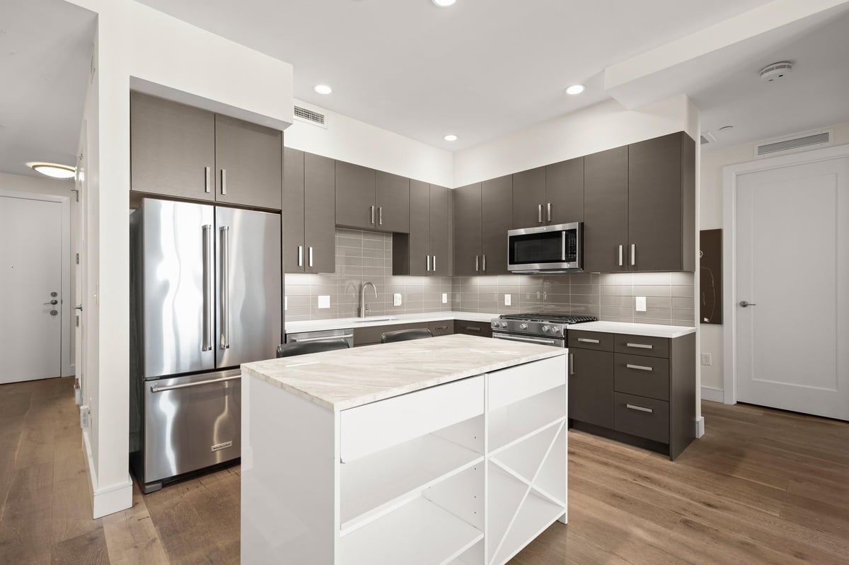 Primary bedroom at 222 West Ave Unit #2012 - 1 bed 1 bath home