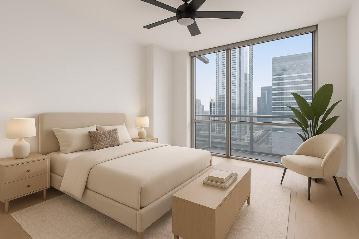 Primary bedroom at 222 West Ave Unit #2109 - 1 bed 1 bath home