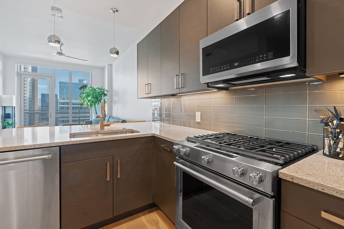 Primary bedroom at 222 West Ave Unit #2911 - 1 bed 1 bath home