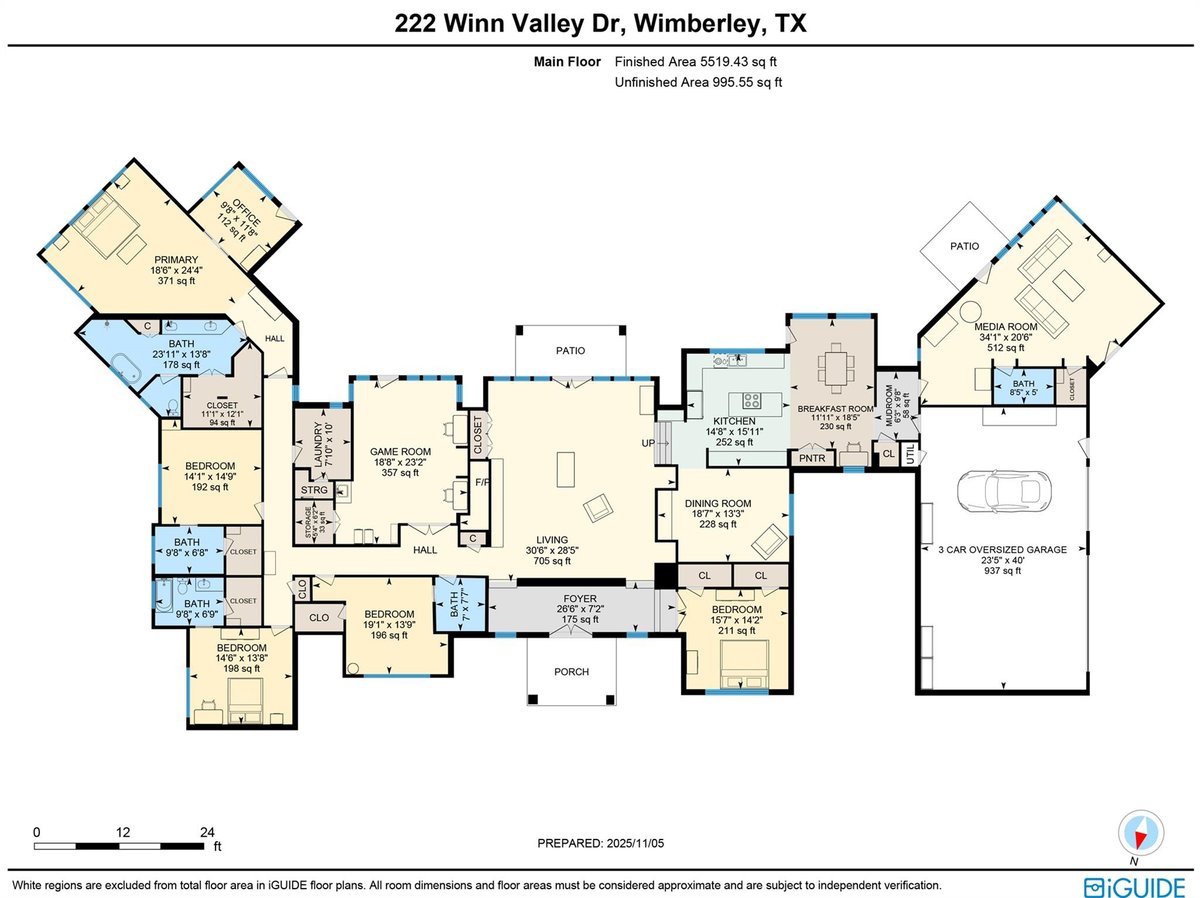 Primary bedroom at 222 Winn Valley Dr - 5 bed 5 bath home