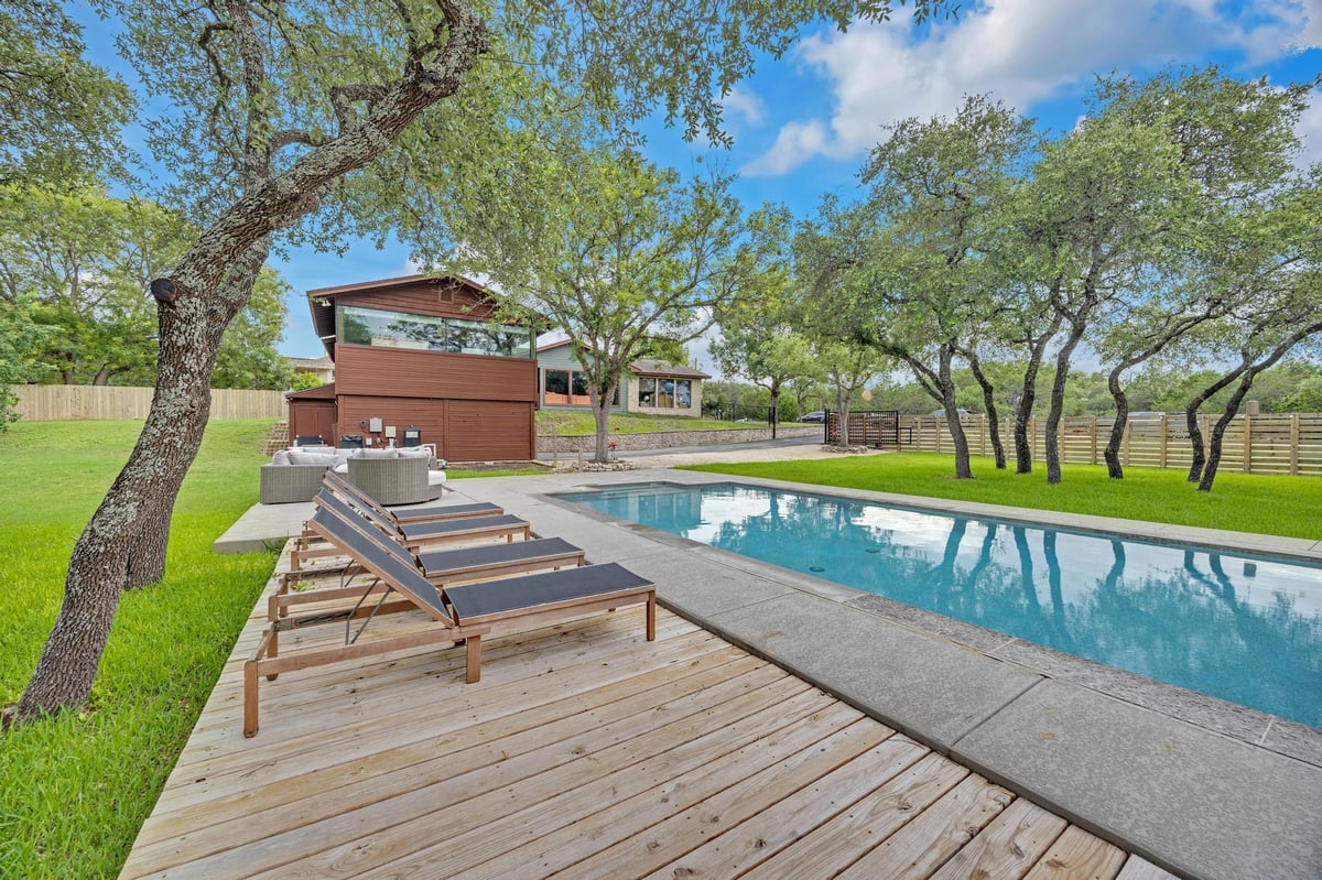 View 22223 Oban DR in Briarcliff Inc Sec 06 22223 Oban DR - front exterior - Luxury home in Briarcliff Inc Sec 06, Briarcliff, TX