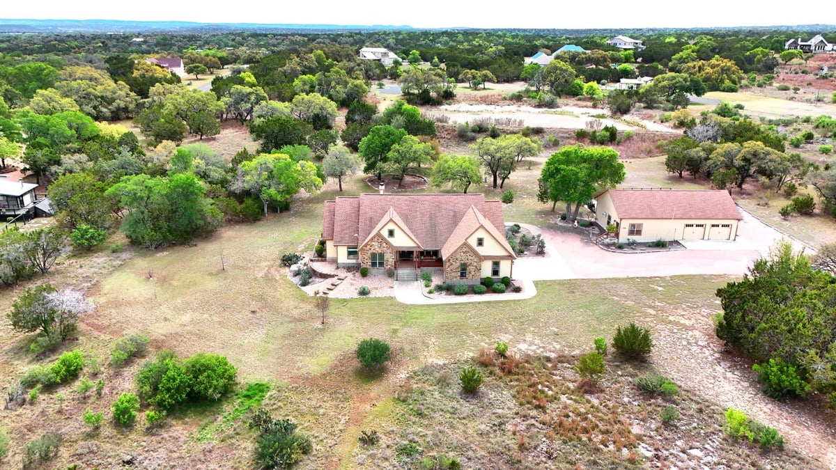 View 225 Blue Water Cv in Lost Springs Sub Sec 2 225 Blue Water Cv - front exterior - Luxury home in Lost Springs Sub Sec 2, Wimberley, TX