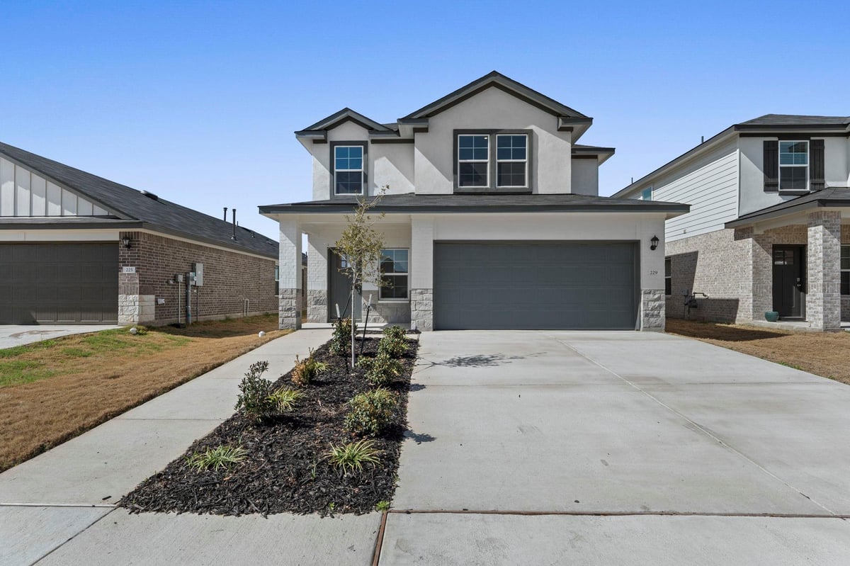 View 229 NEW ALBANY Ln in WHISPER SOUTH 229 NEW ALBANY Ln - front exterior - Luxury home in WHISPER SOUTH, San Marcos, TX
