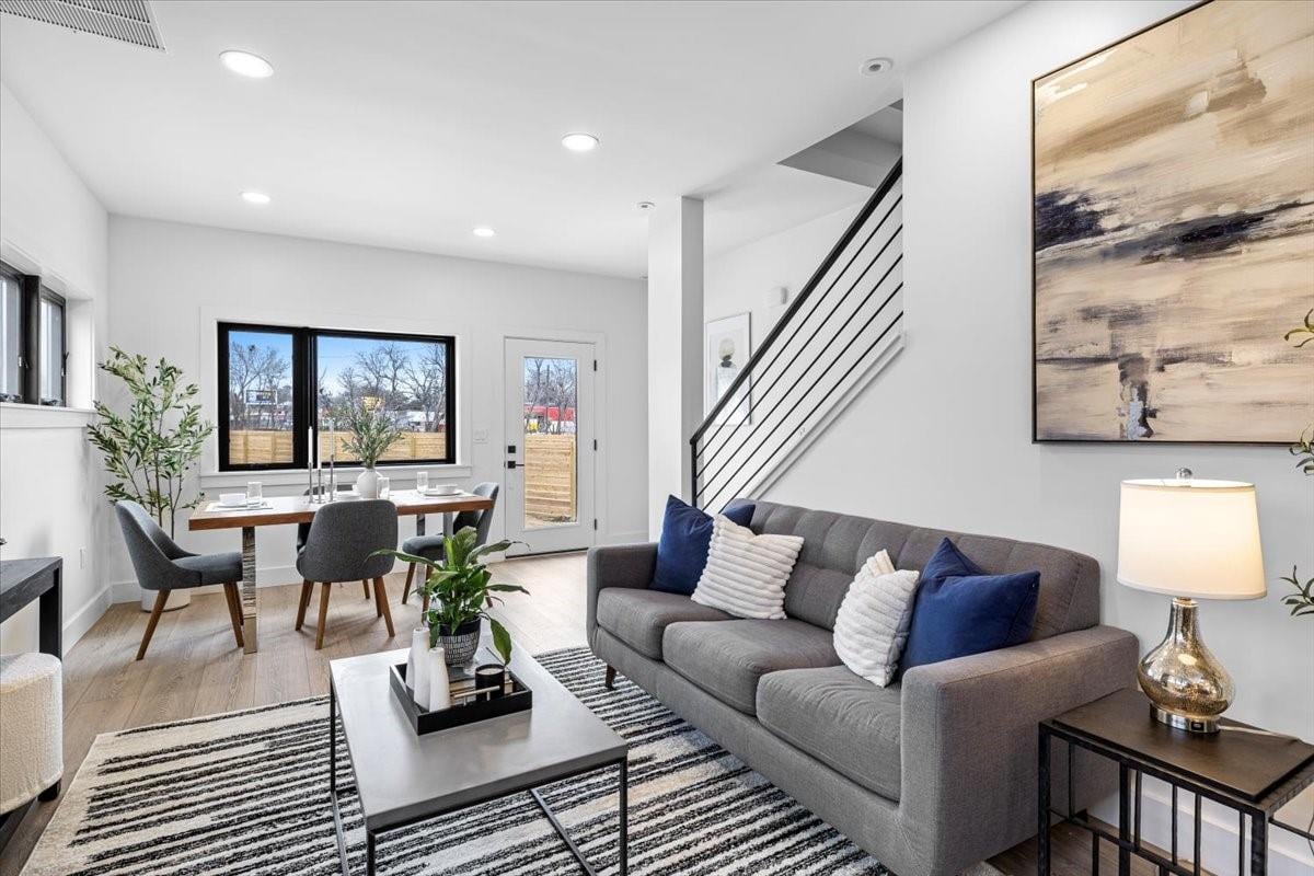 Living area at 2406 W 10th St Unit #A - 3 bed 2 bath home