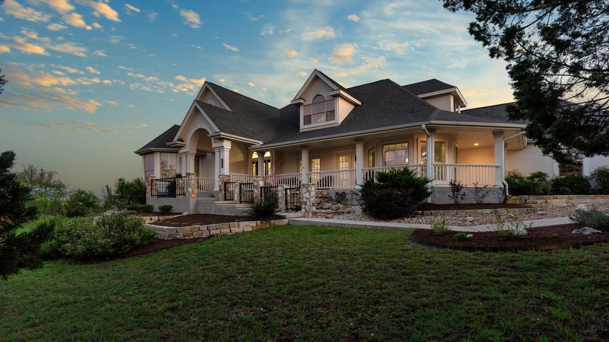 View 250 Goodnight Trl in Poundhouse Hills Sec One 250 Goodnight Trl - front exterior - Luxury home in Poundhouse Hills Sec One, Dripping Springs, TX