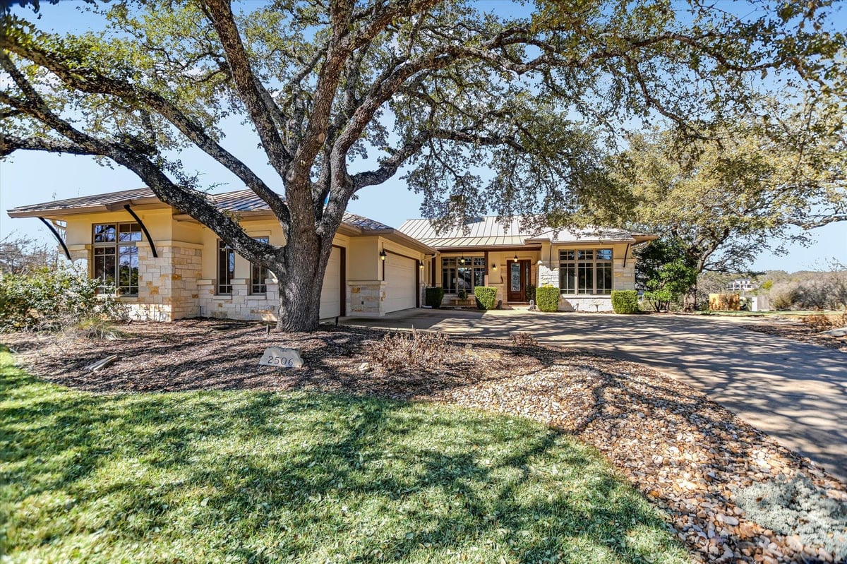 View 2506 Sailpoint Dr in Barton Creek Lakeside 2506 Sailpoint Dr - front exterior - Luxury home in Barton Creek Lakeside, Spicewood, TX