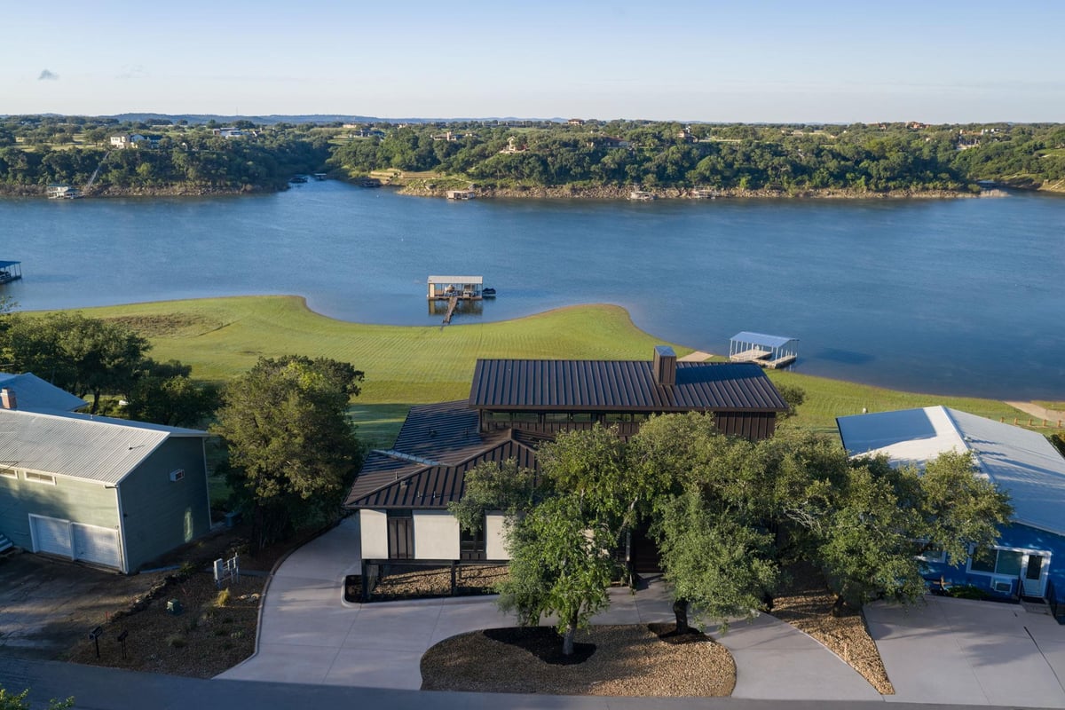 View 25623 Singleton Dr in Singleton Bend 25623 Singleton Dr - front exterior - Luxury home in Singleton Bend, Marble Falls, TX