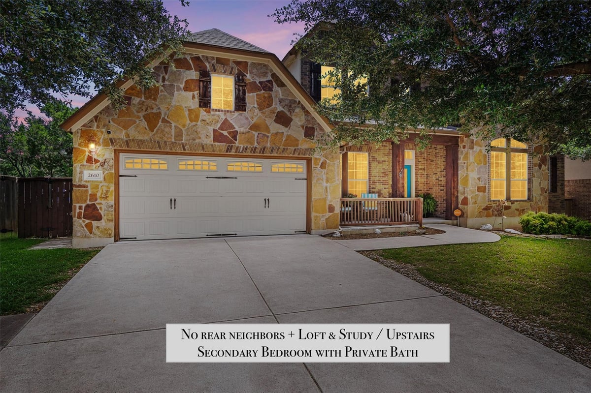 View 2610 Raindance in Highlands At Crystal Falls Sec 01 Ph 01 2610 Raindance - front exterior - Luxury home in Highlands At Crystal Falls Sec 01 Ph 01, Leander, TX