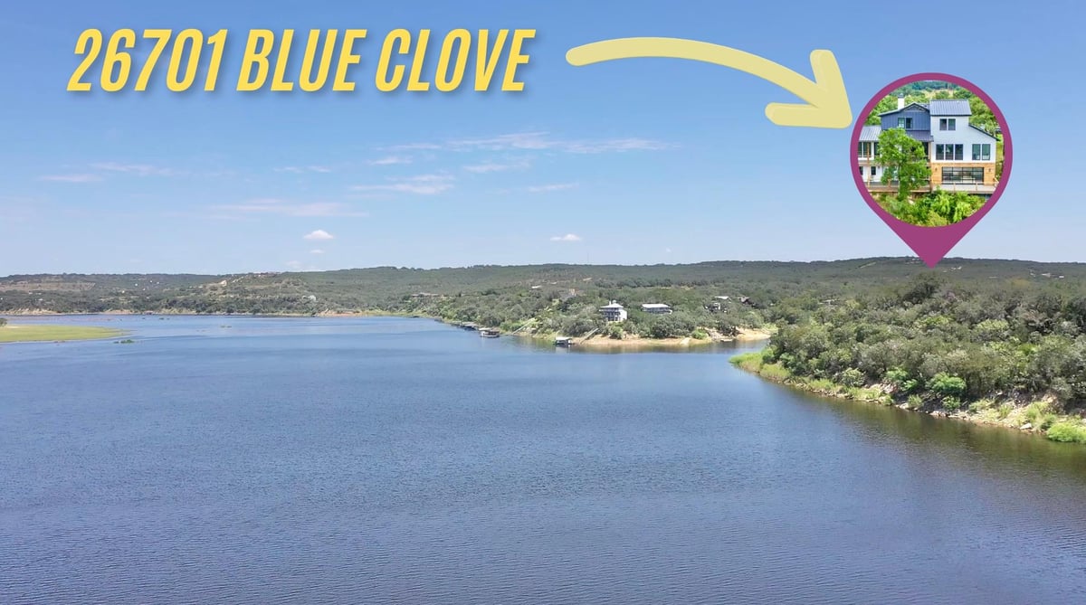 View 26701 Blue Cove RD in Blue Cove Estates 26701 Blue Cove RD - front exterior - Luxury home in Blue Cove Estates, Marble Falls, TX