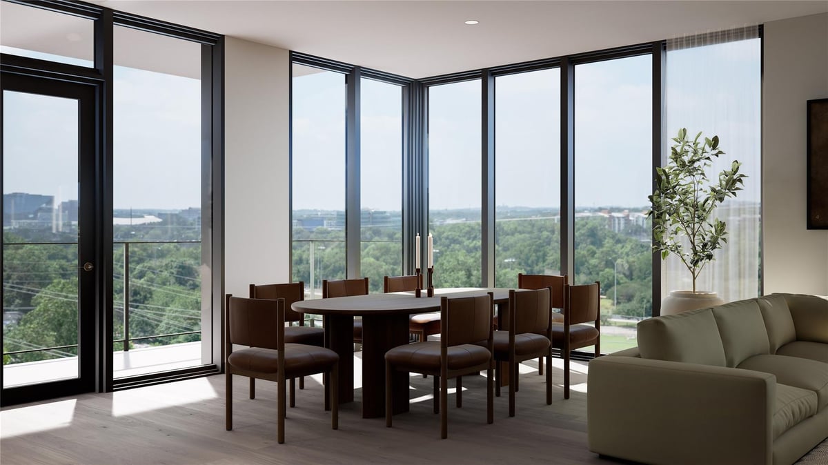 View 300 Pressler St Unit #212 in Division Z 300 Pressler St Unit #212 - living area with condo living room and large windows - Luxury home in Division Z, Austin, TX