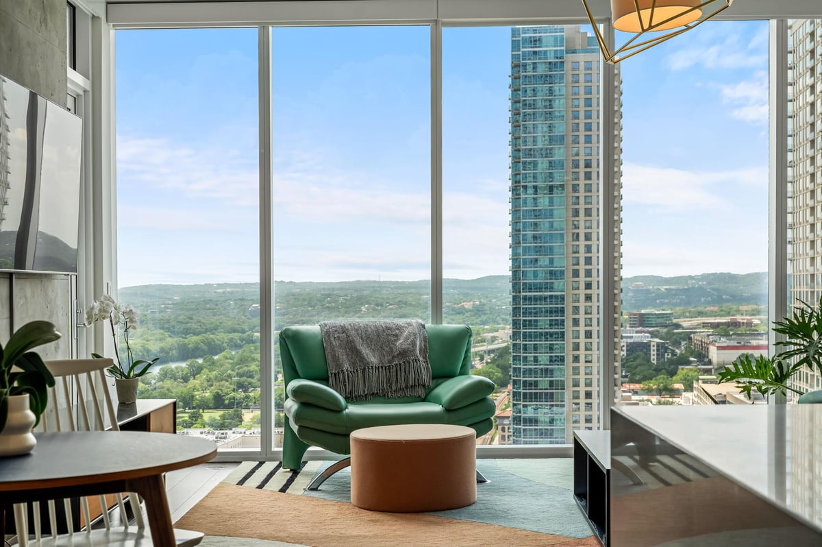 Primary bedroom at 301 West Ave Unit #2009 - 2 bed 2 bath home