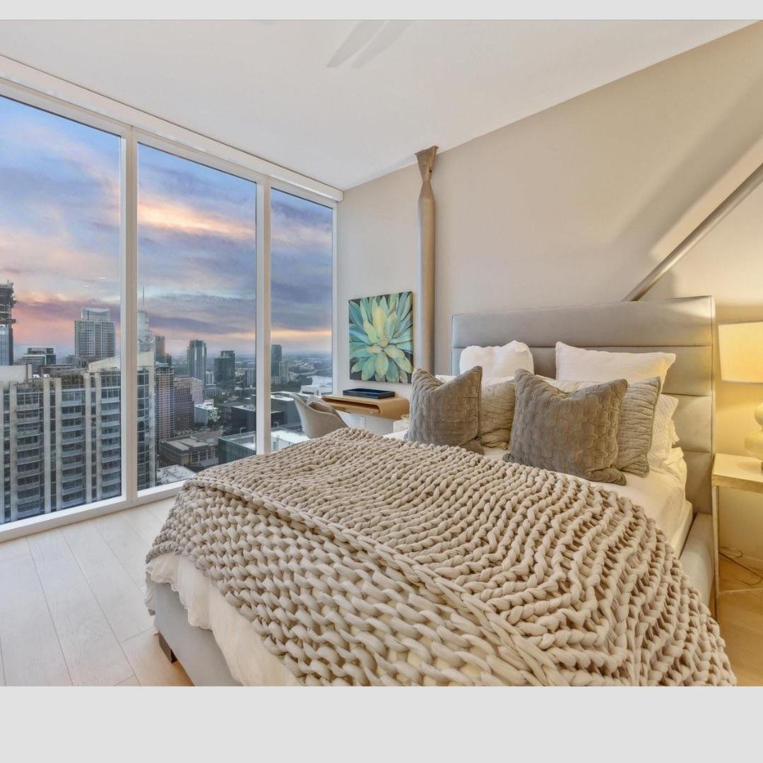 Primary bedroom at 301 West Ave Unit #4603 - 2 bed 2 bath home