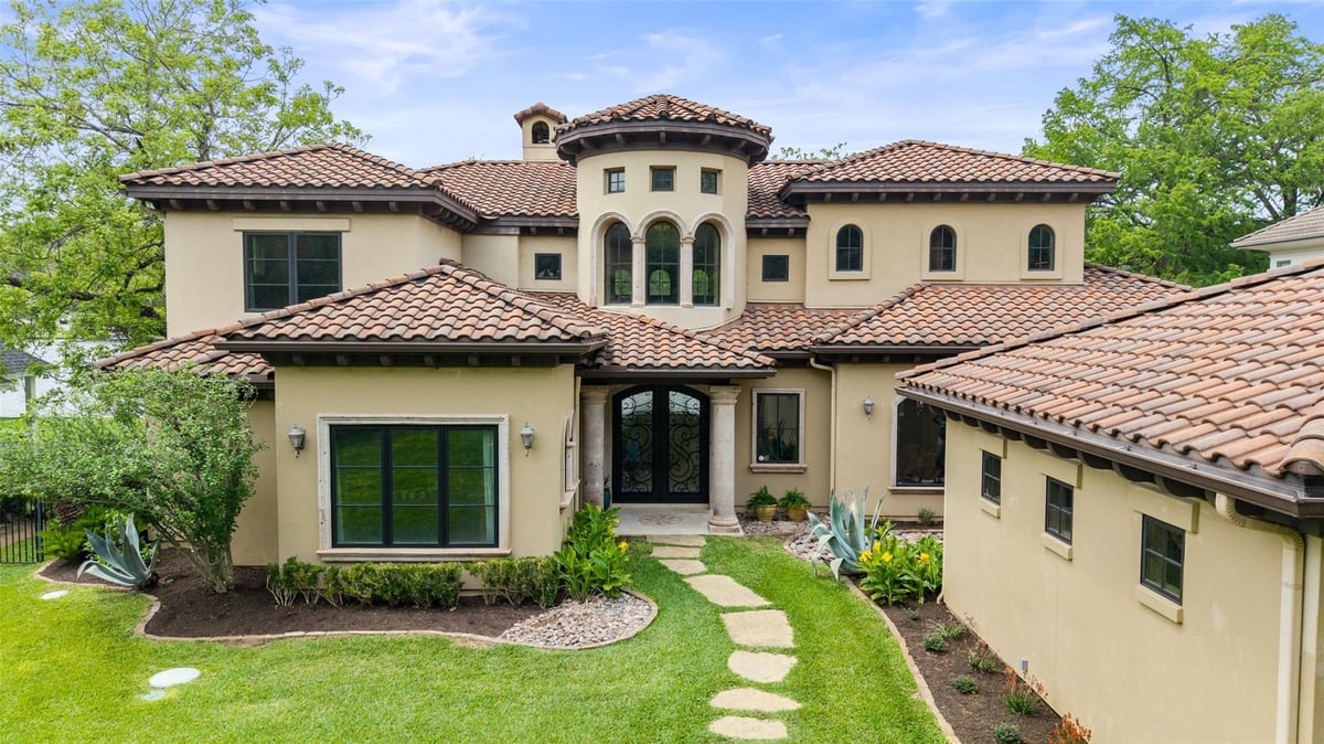 Aerial view with Lake Austin shoreline context at 3104 Rivercrest Dr - 4 bed 5 bath home