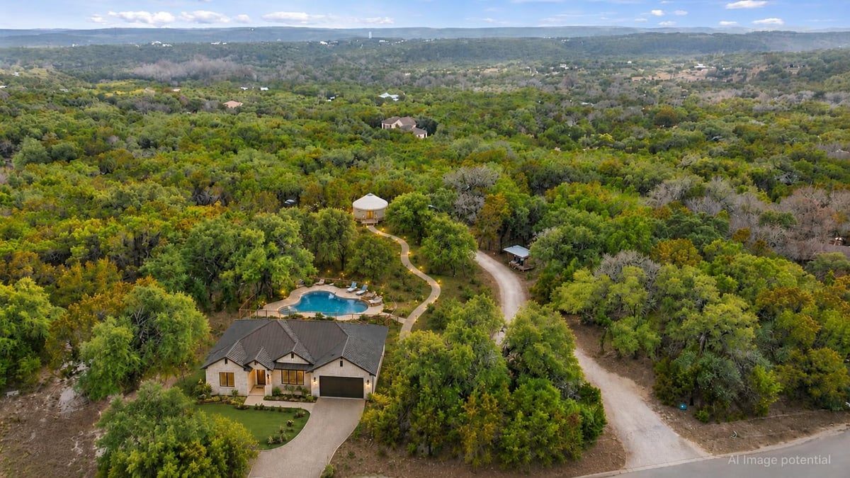 View 321 Lea LN in Lea Acres 321 Lea LN - front exterior - Luxury lot in Lea Acres, Wimberley, TX
