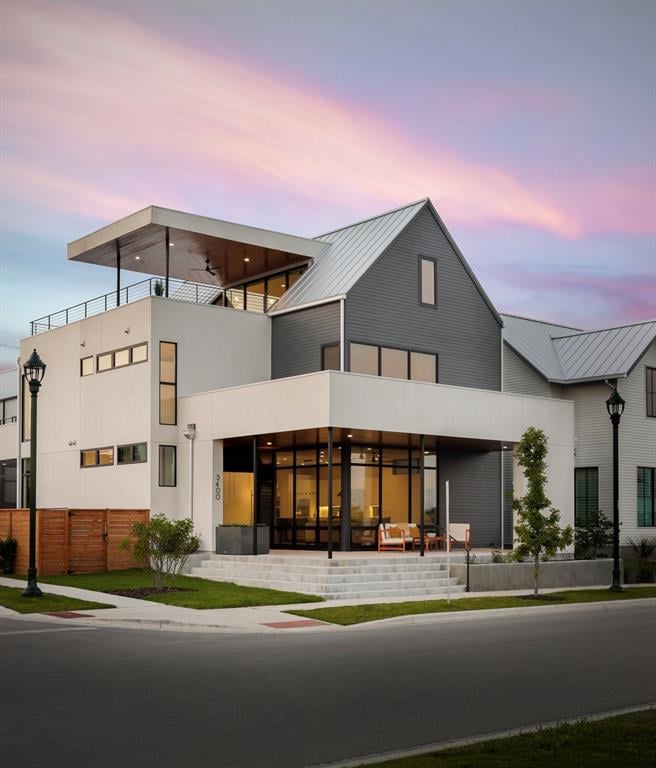 View 3400 Tom Miller St in Mueller 3400 Tom Miller St - front exterior - Luxury home in Mueller, Austin, TX