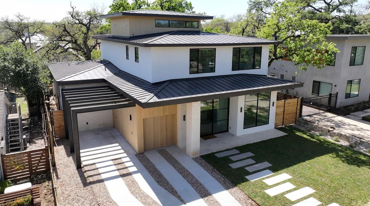 View 3411 Bridle Path in Walsh Place 3411 Bridle Path - front exterior with 3411 Bridle Path in Austin - Luxury home in Walsh Place, Austin, TX