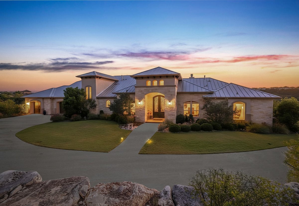 View 3500 Bachelor Gulch in Grand Mesa At Crystal Falls Ii 3500 Bachelor Gulch - front exterior - Luxury home in Grand Mesa At Crystal Falls Ii, Leander, TX